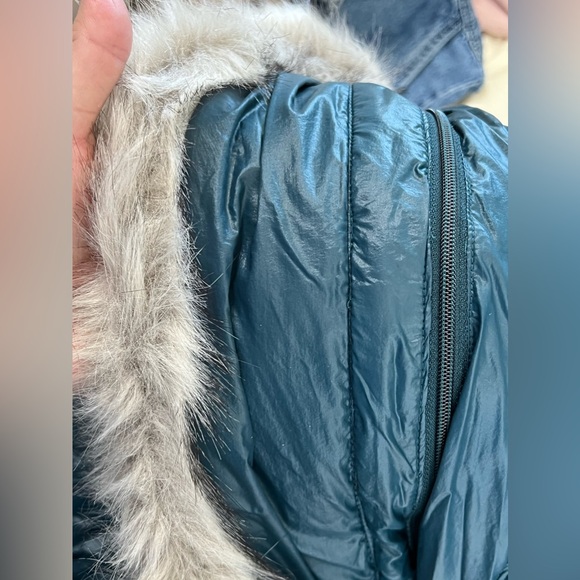 Columbia Omni Heat Womens Sz.Sm. Teal Puffer Coat Removable Faux Fur Lined Hood - Picture 5 of 12